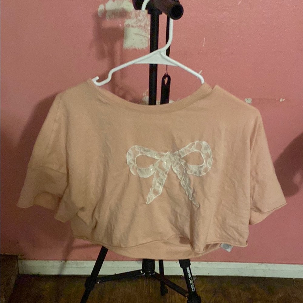 Derek Heart Pink Crop Top with Flutter Sleeves